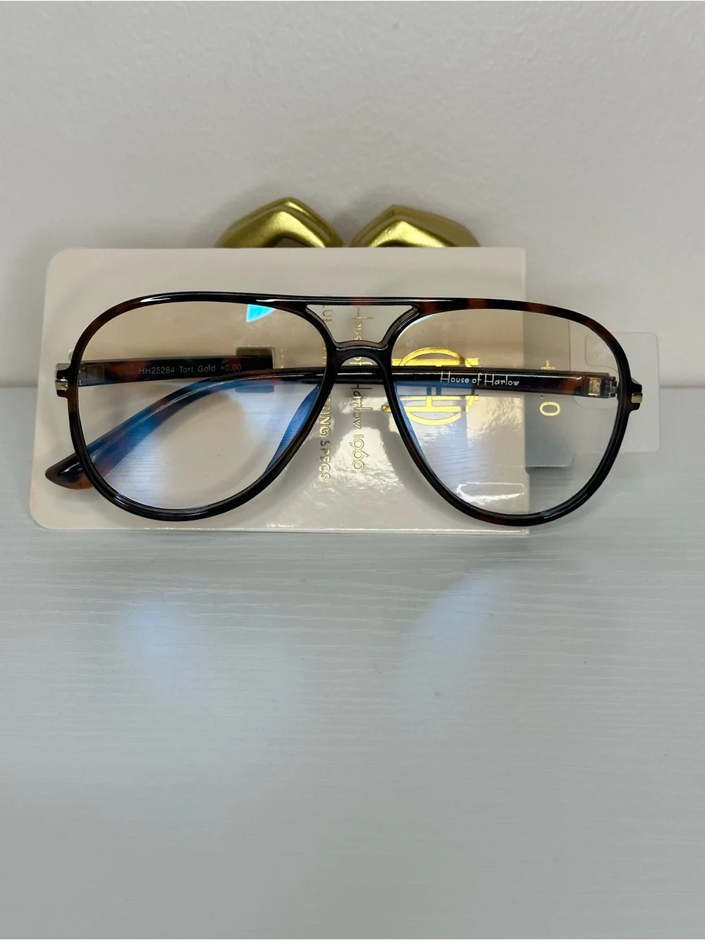 NEW House of Harlow Blue Light Aviator Glasses Tortoise +0.00